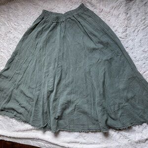 A-Line Linen Skirt in Minty Olive Green